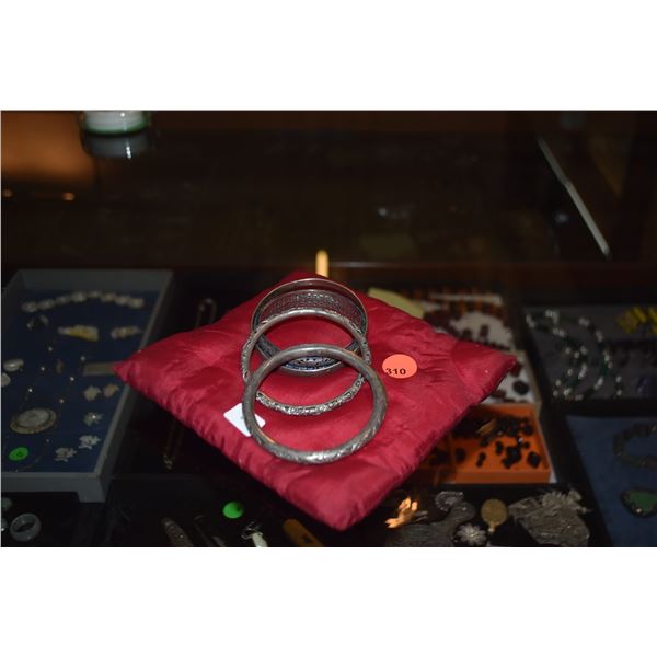 VINTAGE SILVER BANGLES & BRACELETS (4 PCS)