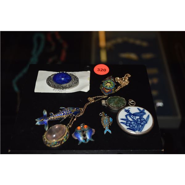 ANTIQUE & VINTAGE CHINESE SILVER, ENAMEL & GEMSTONE JEWELRY (8 PC)