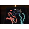 Image 2 : 3 BEAD NECKLACES: TURQUOISE, CORAL & LAPIS LAZULI