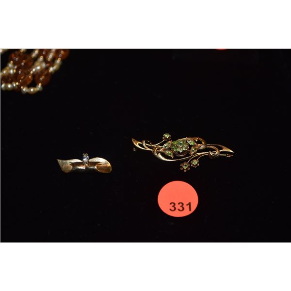14K DIAMOND PENDANT & VINTAGE 14K PERIDOT BROOCH (8.8 GTW) (2 PCS)