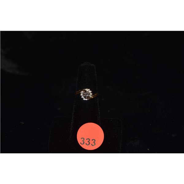 14K DIAMOND (CENTER .16 CT GH-VS) & 8 ROUND BRILLIANT CUT (.06 CTW G-VS) RING SET (SOLDERED TOGETHER