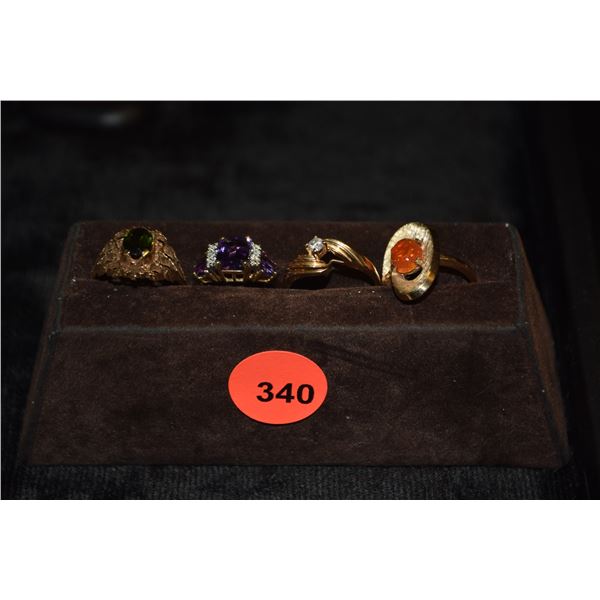 10K GEMSTONE RINGS (9.8 GTW) (4 PCS)