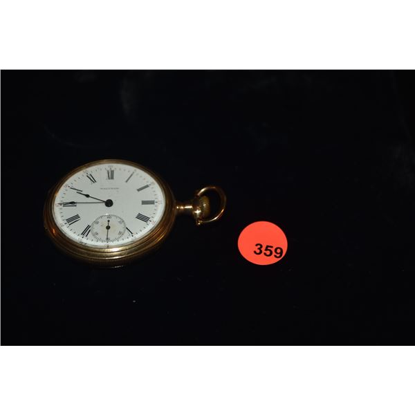 WALTHAM ANTIQUE GOLD TONE POCKET WATCH