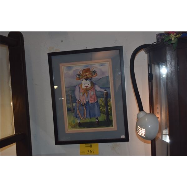 FRAMED ORIGINAL WATERCOLOR, "PANIOLO"; SIGNED PEGGY CHUN (16 3/4" X 20 3/4")