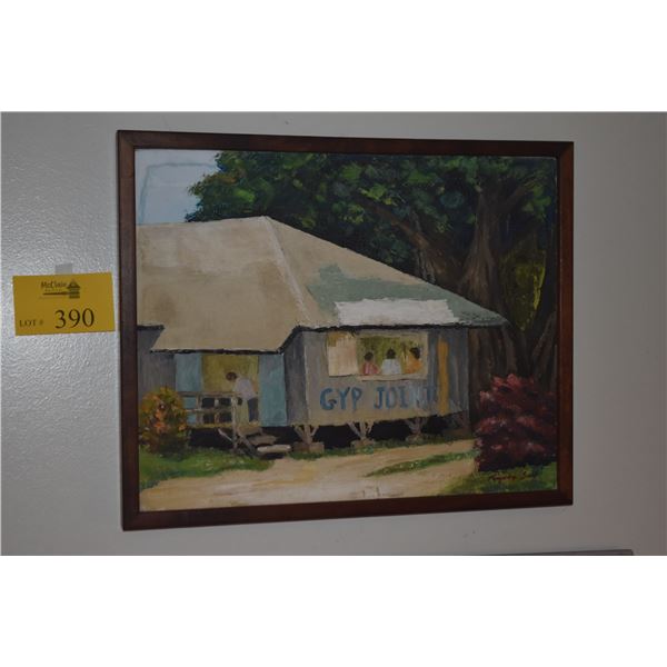 KOA FRAMED OIL PAINTING, GYP JOINT, WAIMANALO, OAHU; SIGNED KIYOKO SULT (21 3/4" X 17 1/2")