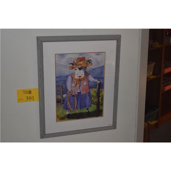 FRAMED PRINT, "PANIOLO" BY PEGGY CHUN (17 1/2" X 21 1/4")