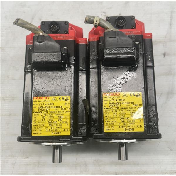 (2) Fanuc #A06B-0063-B103#0100 AC Servo Motors w/ #A860-2020-T321 Encoders