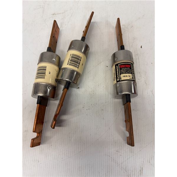 Lot of (3) Bussmann / Fusetron #FRS-R-150 amp Dual Element Time-Delay Fuses, Current Limiting
