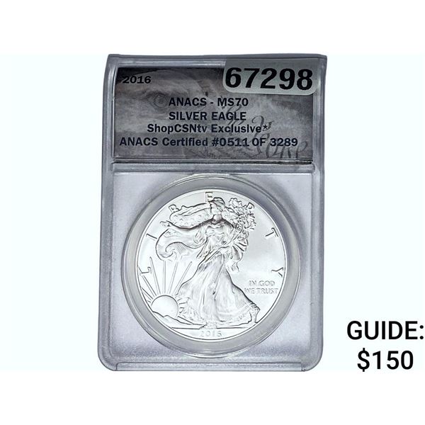 2016 Silver Eagle ANACS MS70 Shop CSNtv Exclusive