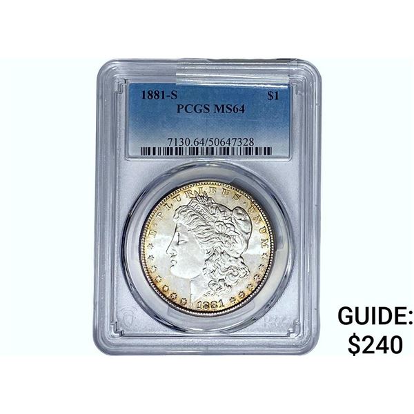 1881-S Morgan Silver Dollar PCGS MS64