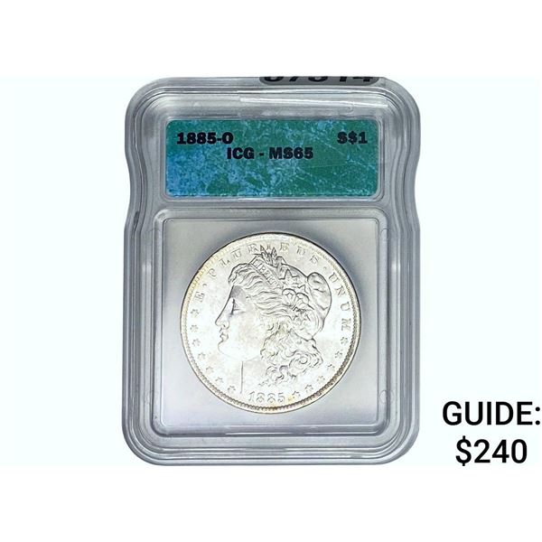 1885-O Morgan Silver Dollar ICG MS65