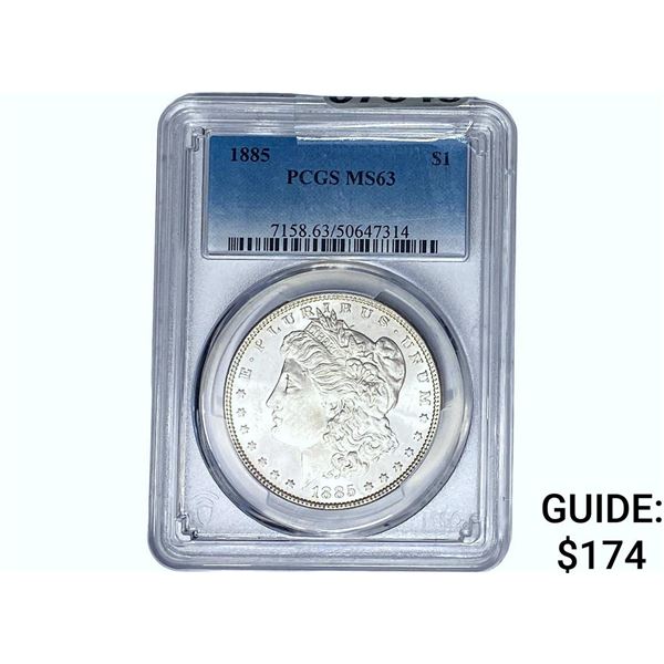 1885 Morgan Silver Dollar PCGS MS63