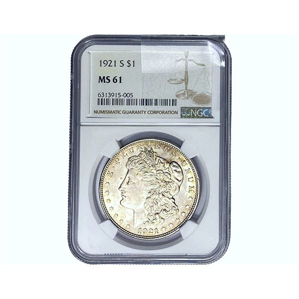 1921-S Morgan Silver Dollar NGC MS61