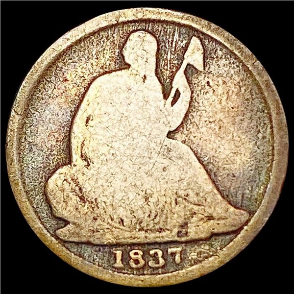 1837 No Stars Seated Liberty Half Dime NICELY CIRCULATED