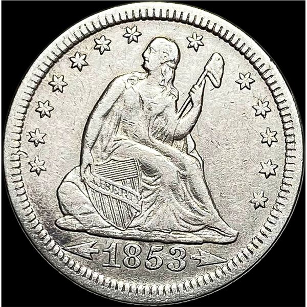 1853 Arrows/Rays Seated Liberty Quarter  CLOSELY UNCIRCULATED
