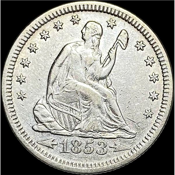 1853 Arrows/Rays Seated Liberty Quarter  CLOSELY UNCIRCULATED