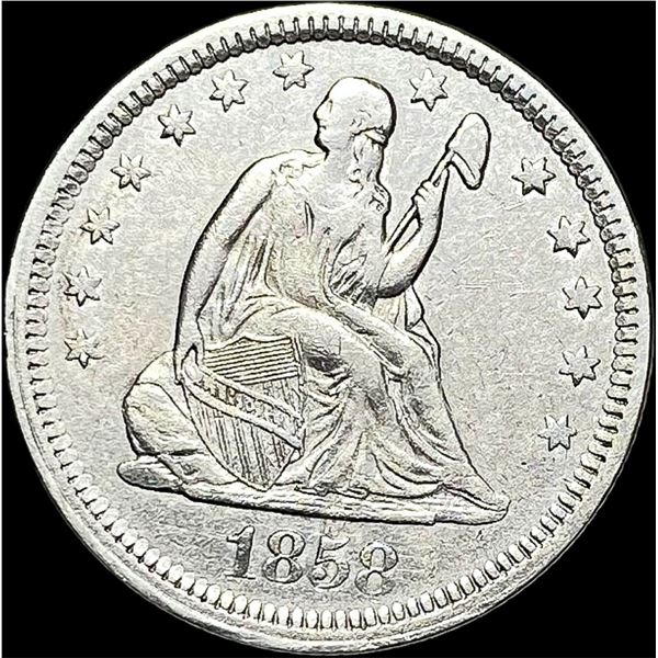 1858 Silver Seated Liberty Quarter CLOSELY UNCIRCULATED
