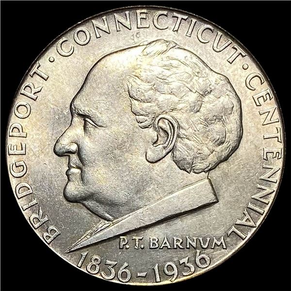 1936 Silver Bridgeport Centennial Half Dollar  GEM BU
