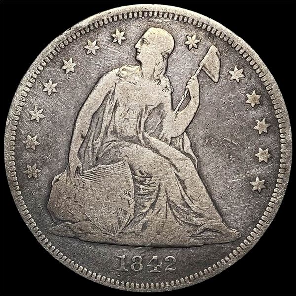 1842 Seated Liberty Silver Dollar NICELY  CIRCULATED
