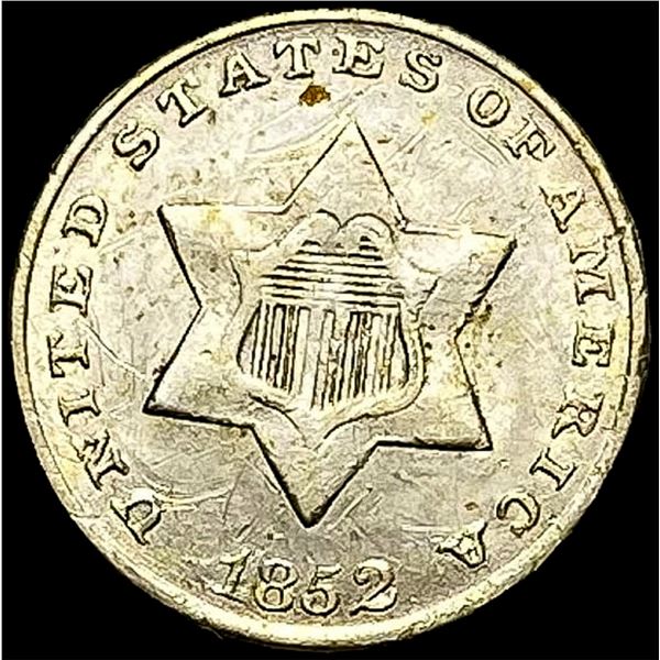 1852 Silver Three-Cent Piece NEARLY  UNCIRCULATED