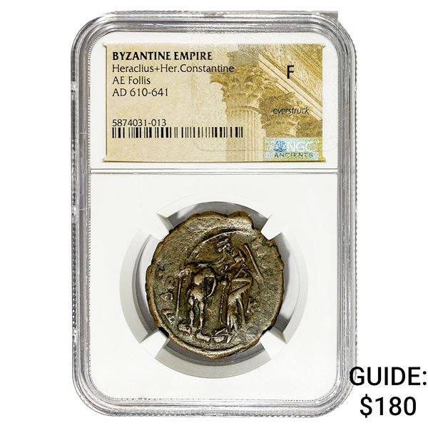 Byzantine Heraclius AD 610-641 Bronze Follis F