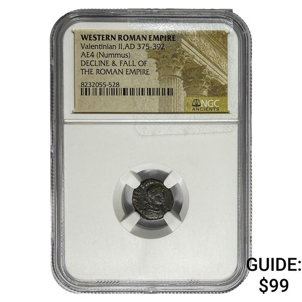 Western Roman Valentinian II, AD 375-392 AE4 Nummus NGC