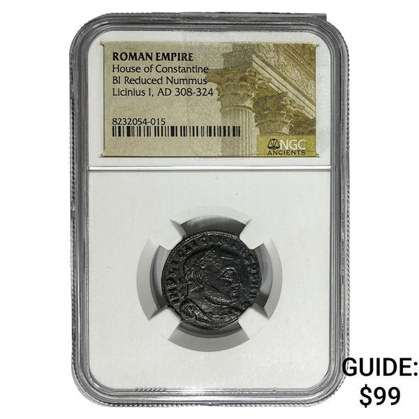 Roman Licinius I,AD 308-324 BI Reduced Nummus NGC