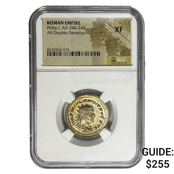 Roman Phillip I, AD 244-249 SIlver Dbl-Denarius XF