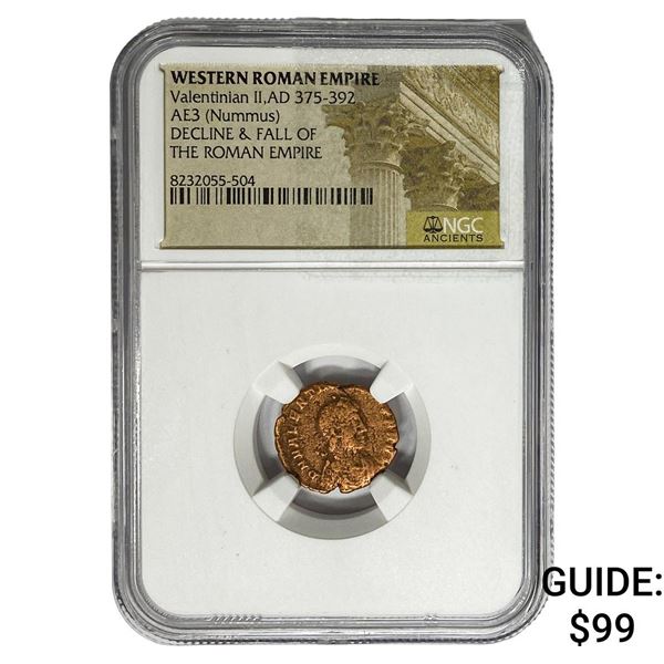 Western Roman Valentinian II, AD 375-392 AE3 Nummus