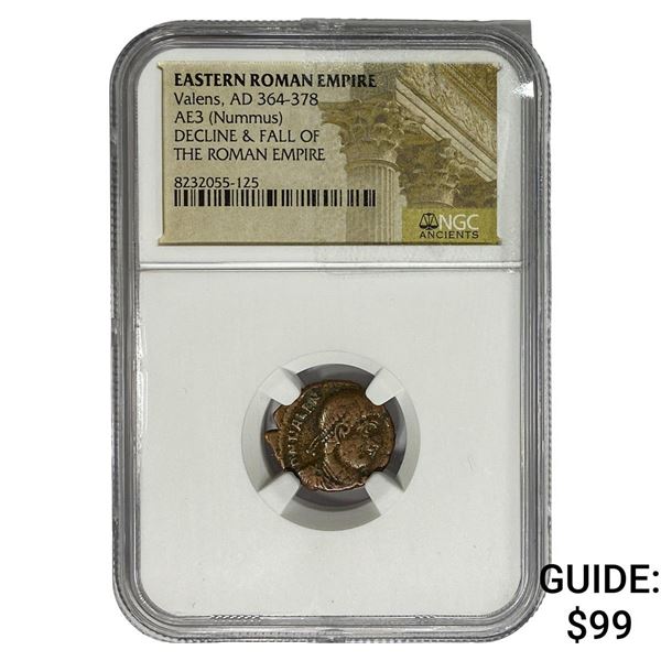 Eastern Roman Valens, AD 364-378 AE3 Nummus NGC