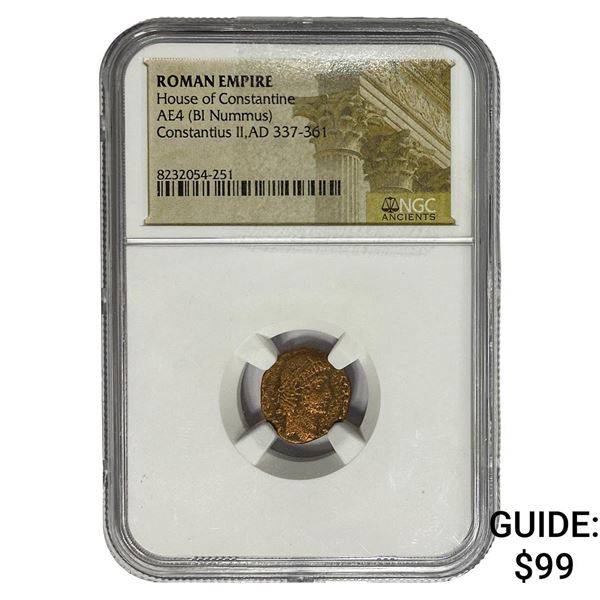 Roman Constantius II, AD 337-361 AE4 BI Nummus