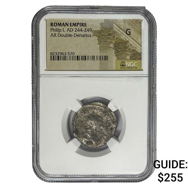 Roman Phillip I, AD 244-249 SIlver Dbl-Denarius G