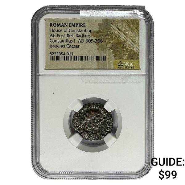 Roman Constantius I AD350-306 Bronze Post-Ref Radiate NGC