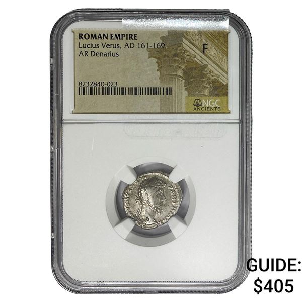 Roman Lucius Verus AD 161-169 SIlver Denarius F