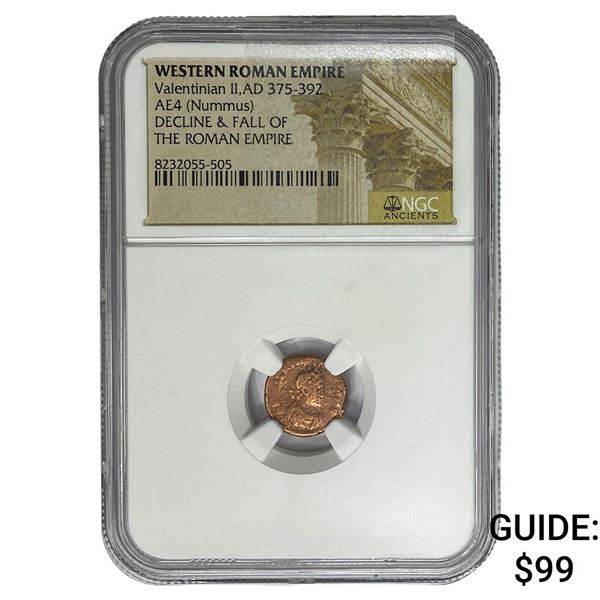 Western Roman Valentinian II AD 375-392 AE4 Nummus NGC