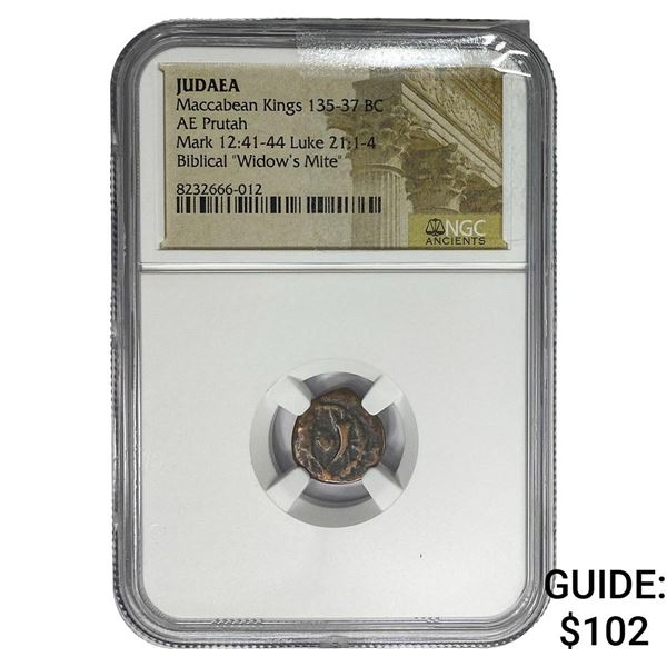 Judaea Maccabean Kings 135-37BC Widow's Mite NGC
