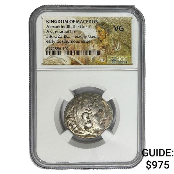 Macedon Alexander III 336-323BC SIlver Tetra. VG