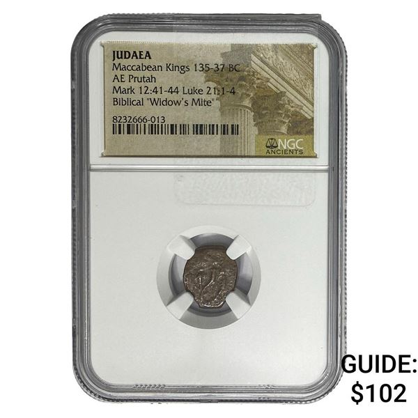 Judaea Maccabean Kings 135-37 BC WIdow's Mite NGC