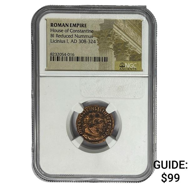 Roman Licinius I AD 308-324 BI Reduced Nummus NGC