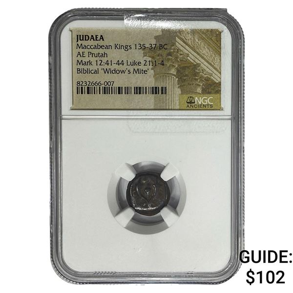 Judaea Maccabean Kings 135-37 BC WIdow's Mite NGC