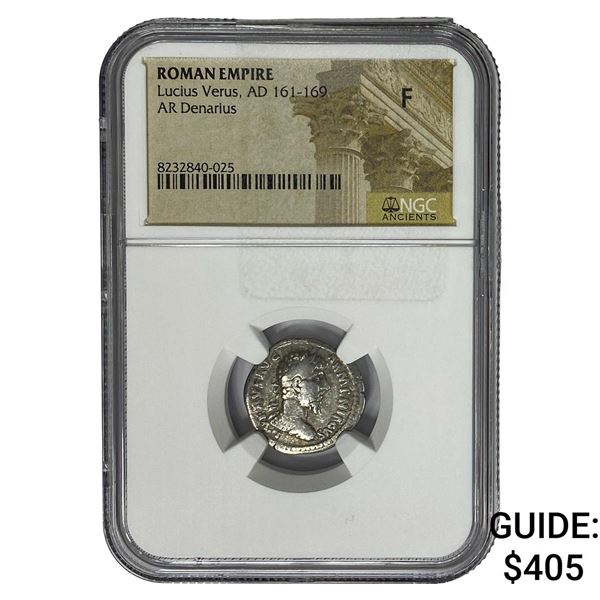 Roman Lucius Verus AD 161-169 Silver Denarius F