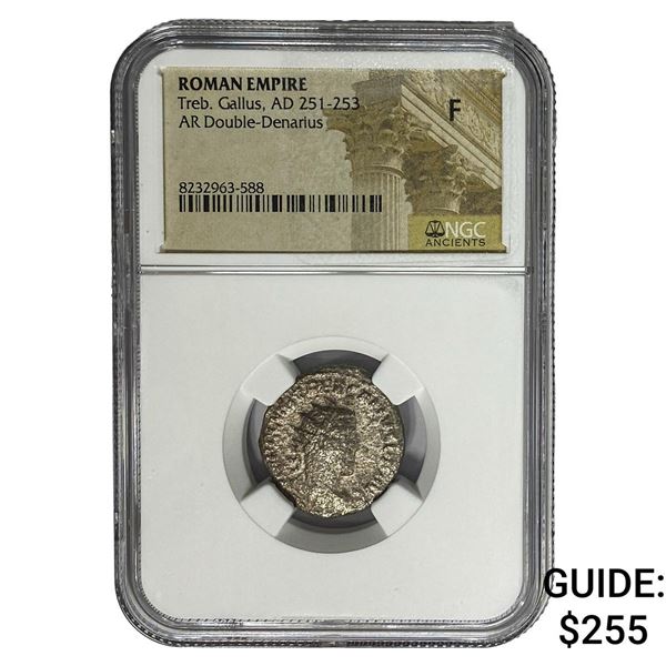 Roman Treb. Gallus AD 251-253 Silver Dbl-Denarius NGC F