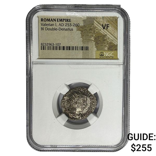 Roman Valerian I AD253-260 BI Dbl-Denarius NGC VF