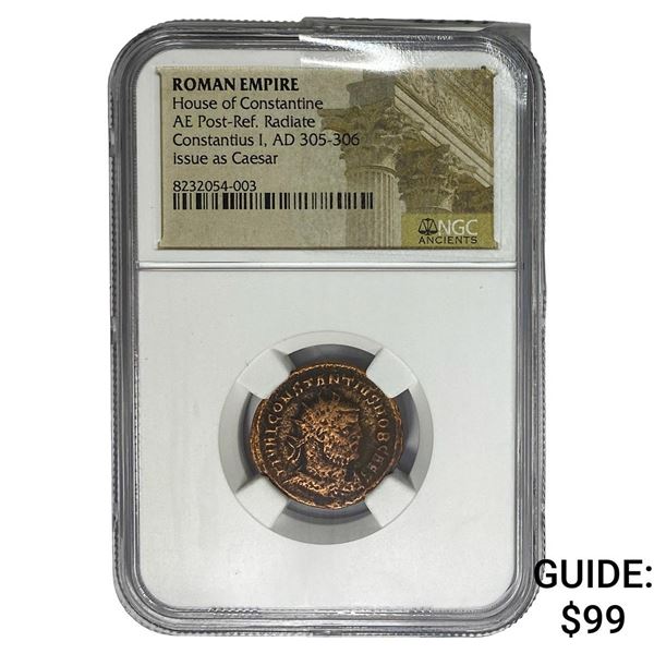Roman Constantius I AD305-306 Bronze Post-Ref. Rad NGC