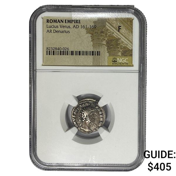 Roman Lucius Verus AD 161-169 Silver Denarius NGC F