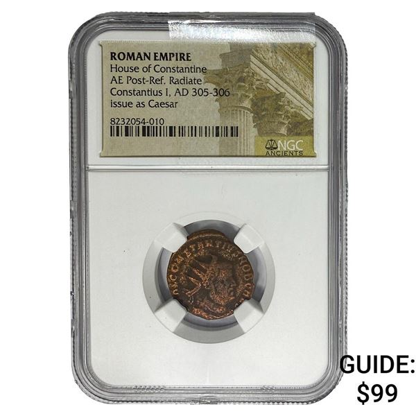 Roman Constantius I AD305-306 Bronze Post-Ref. Rad NGC