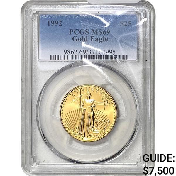1992 1/2oz $25 Gold Eagle PCGS MS69
