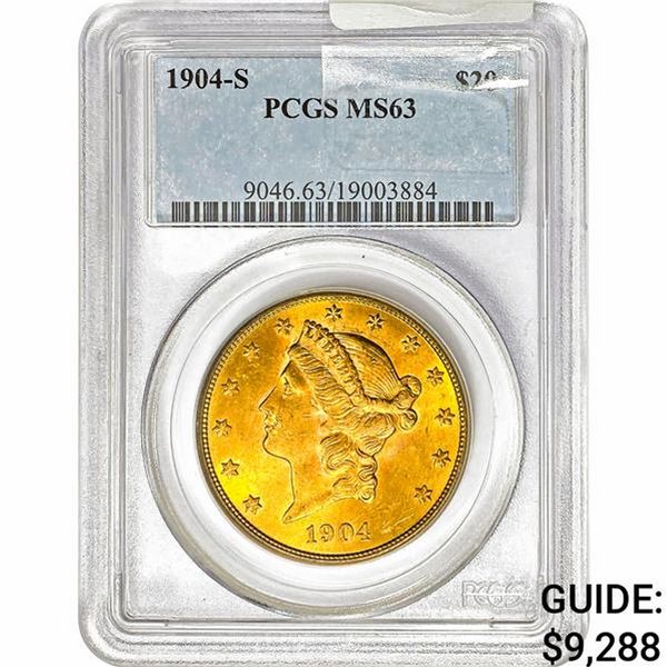 1904-S $20 Gold Double Eagle PCGS MS63