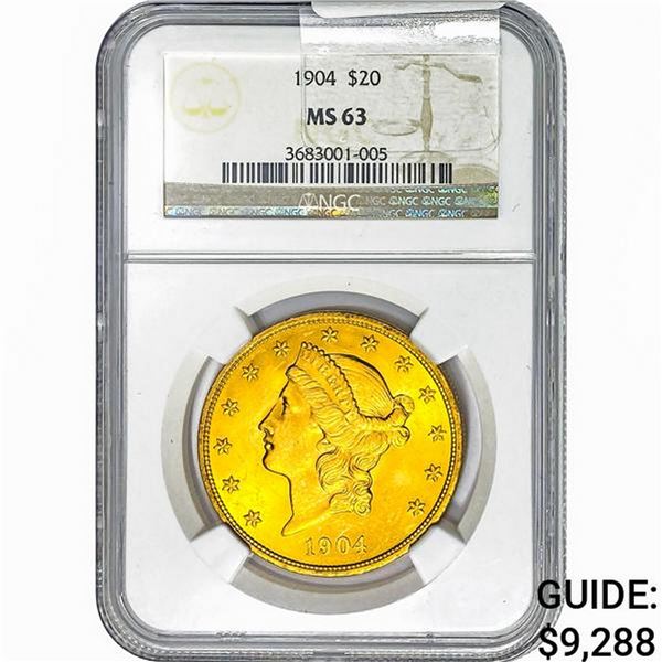 1904 $20 Gold Double Eagle NGC MS63