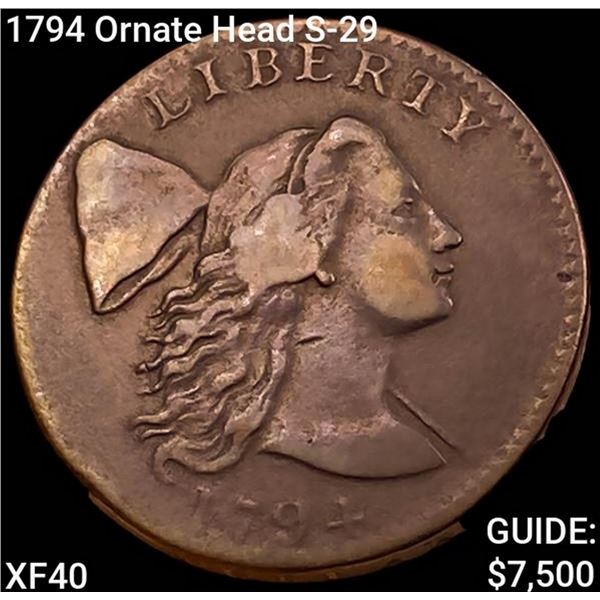 1794 Ornate Head S-29 Liberty Cap Cent NEARLY UNCIRCULATED